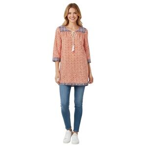 J. McLaughlin Orange Bohemian Tunic Top